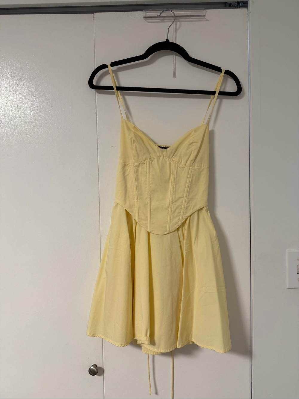 Spaghetti-Strap Yellow Corset Mini Dress